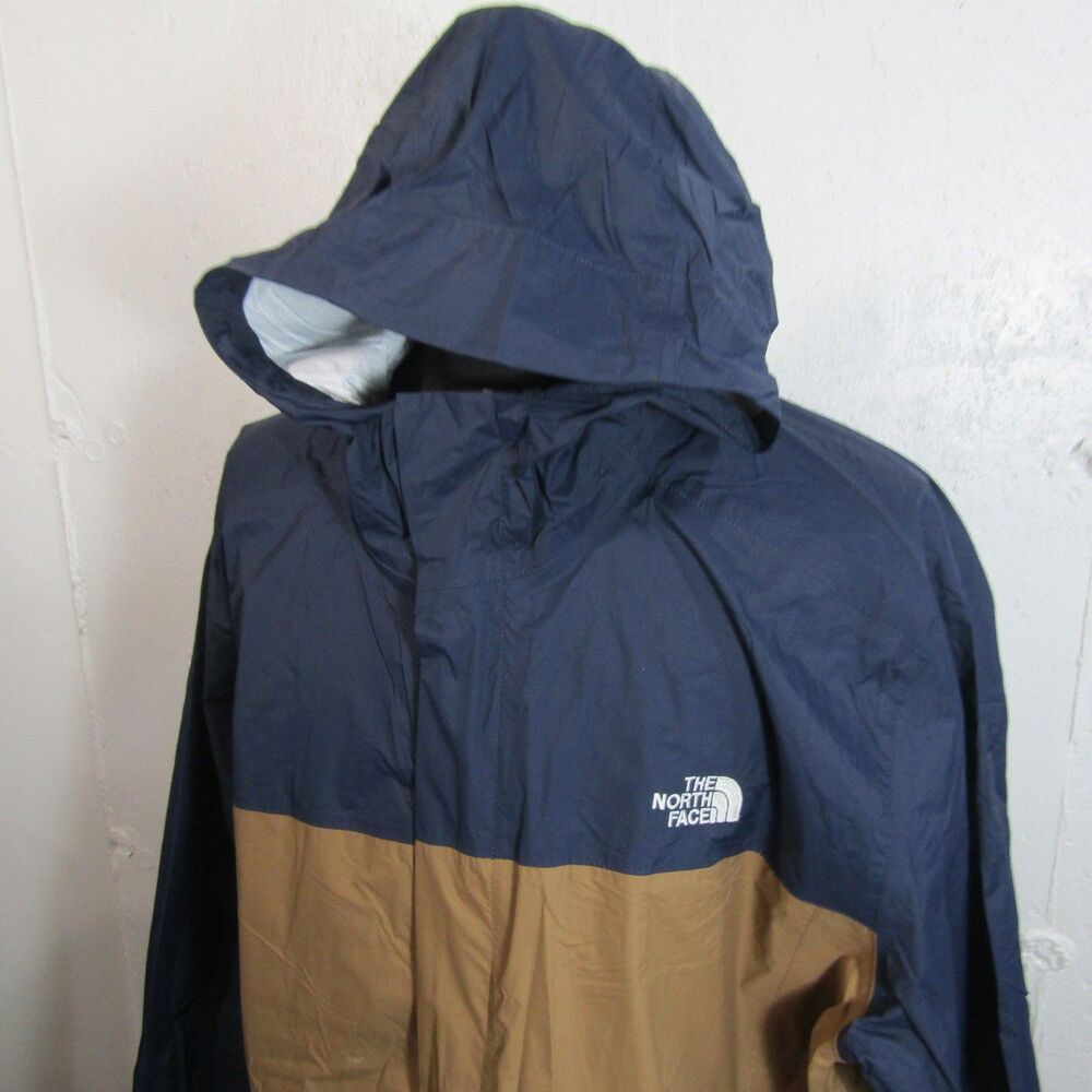 The North Face Men's XXXL DryVent Hooded Rain Jacket Navy Blue Tan Block - Picture 2 of 10